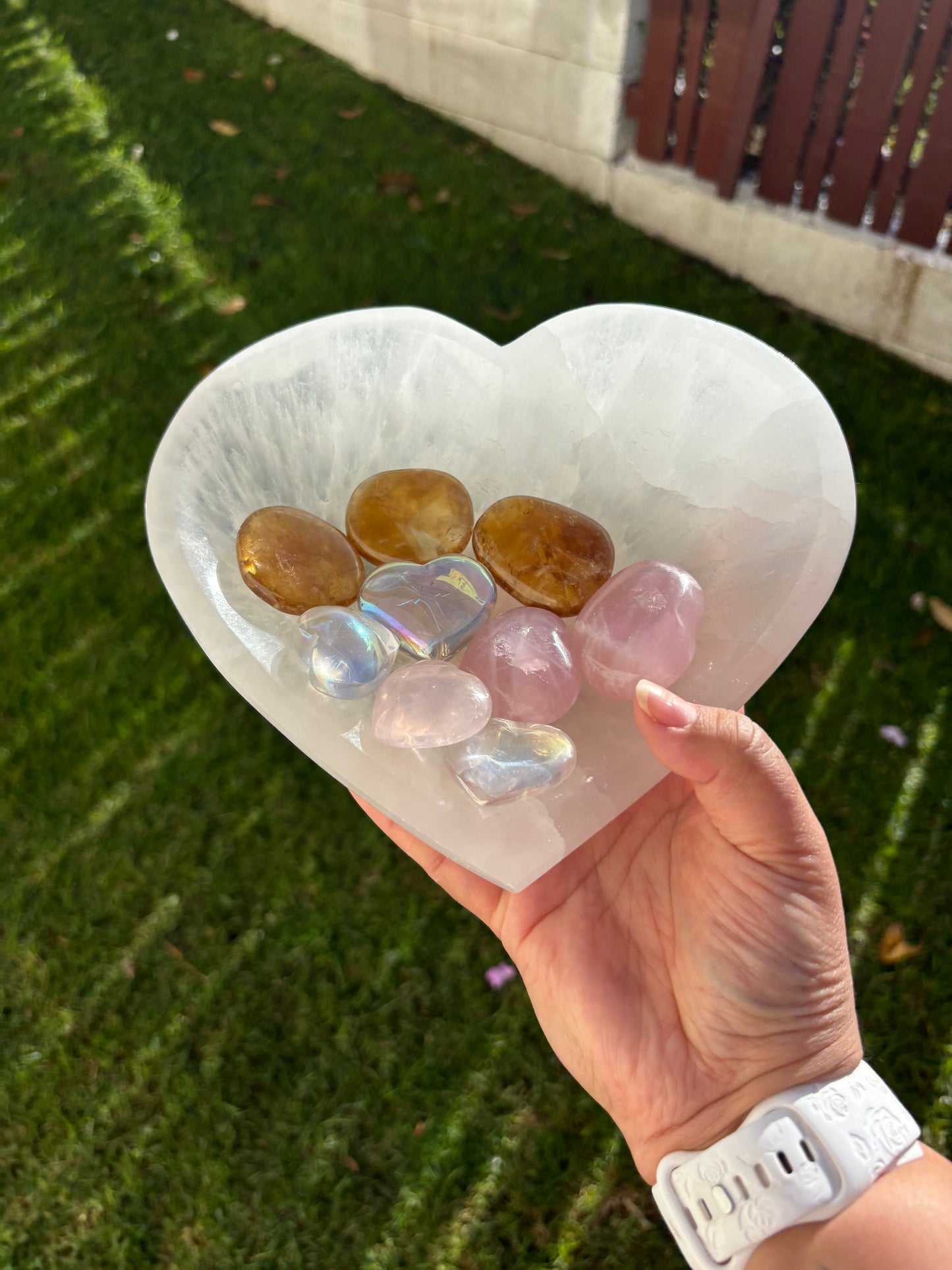 Large Heart Selenite Charging Bowl