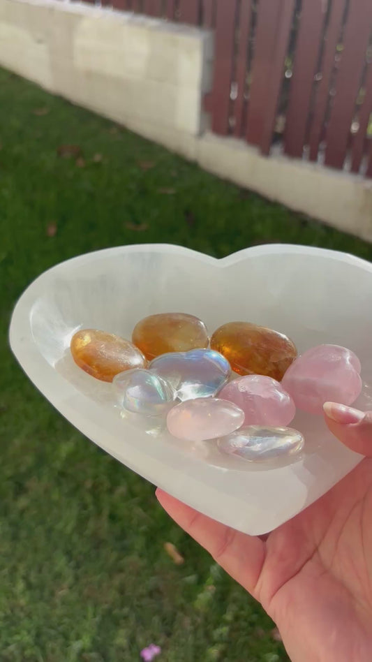 Large Heart Selenite Charging Bowl